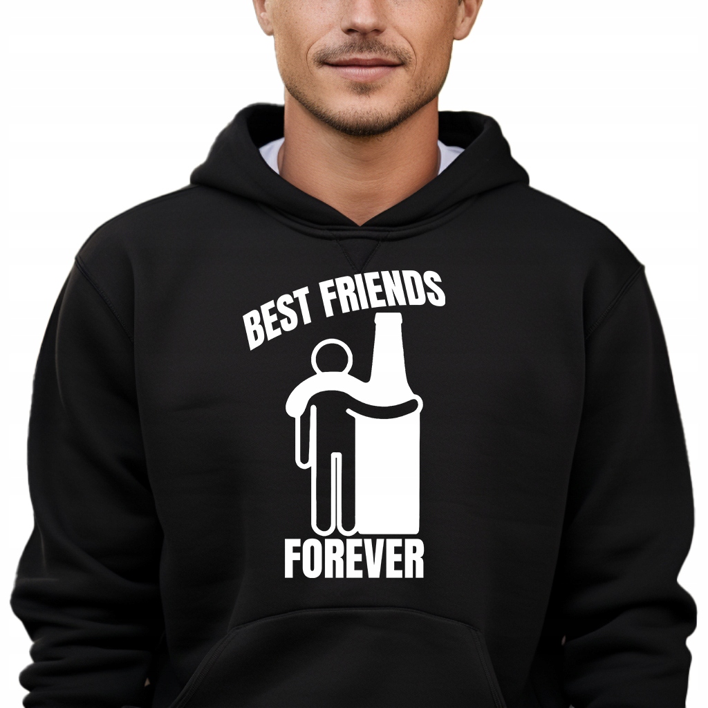 Černá pánská mikina s kapucí Best Friends Forever Zábavné vzory Vel M