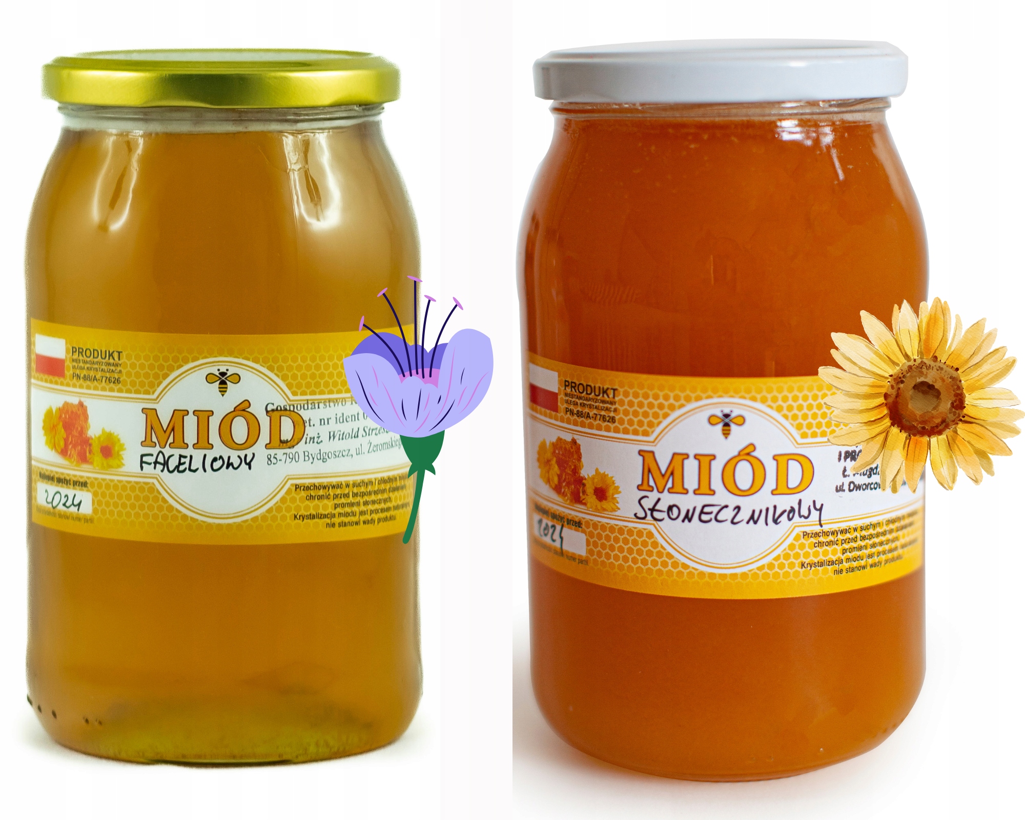 Levně Faceliový med a Slunečnicový med Sada 2 x 1 kg