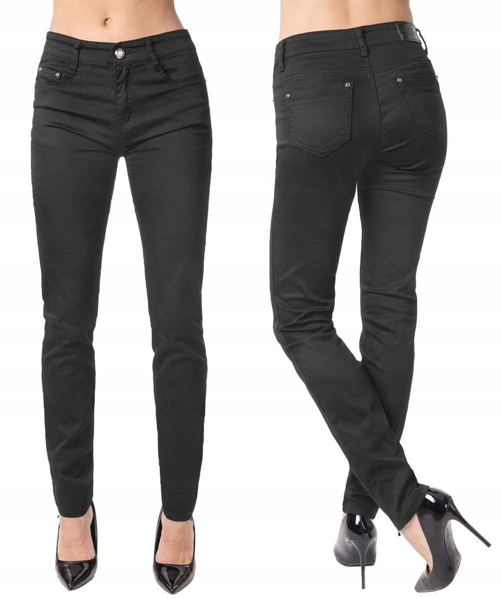 

Czarne Spodnie Jeansy Rurki Damskie S443 72 cm
