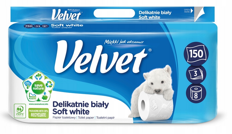 

Velvet Papier Toaletowy Delikatnie Biały 8 Rolek