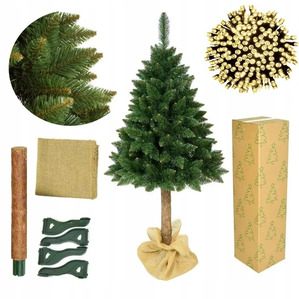 Vianočný stromček Borovica Na Kmeni Umelá prírodná Premium 180 cm Hustá lampička