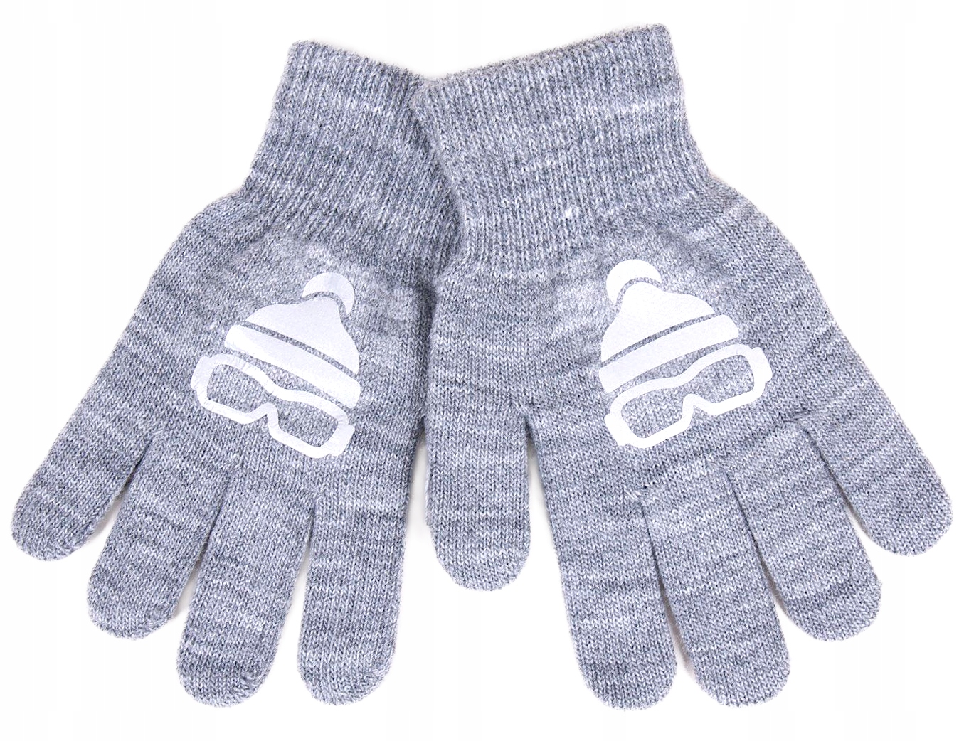 YO RĘKAWICZKI PIĘCIOPALCZASTE CZAPKA SZARE 16 CM