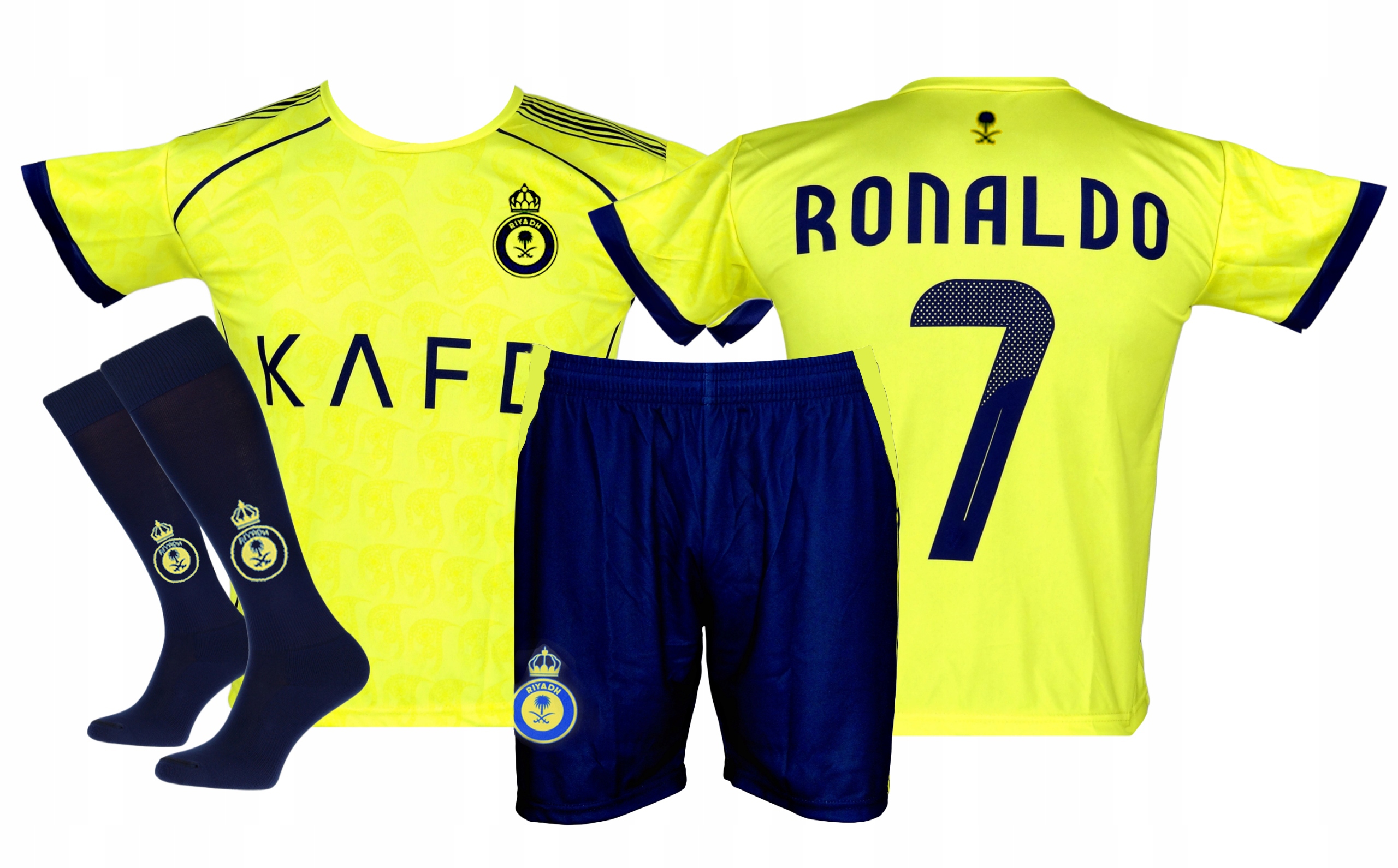 Nr 7 strój sportowy piłkarski koszulka spodenki getry rozmiar 128