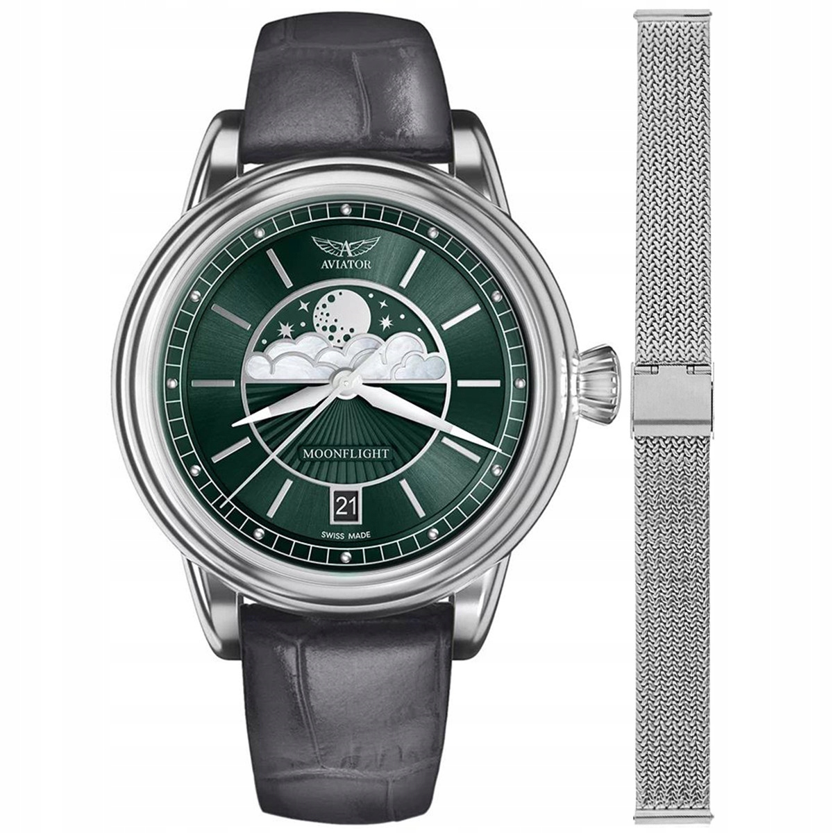 Dámské hodinky Aviator V.1.33.0.262.4GM-SET stříbrné