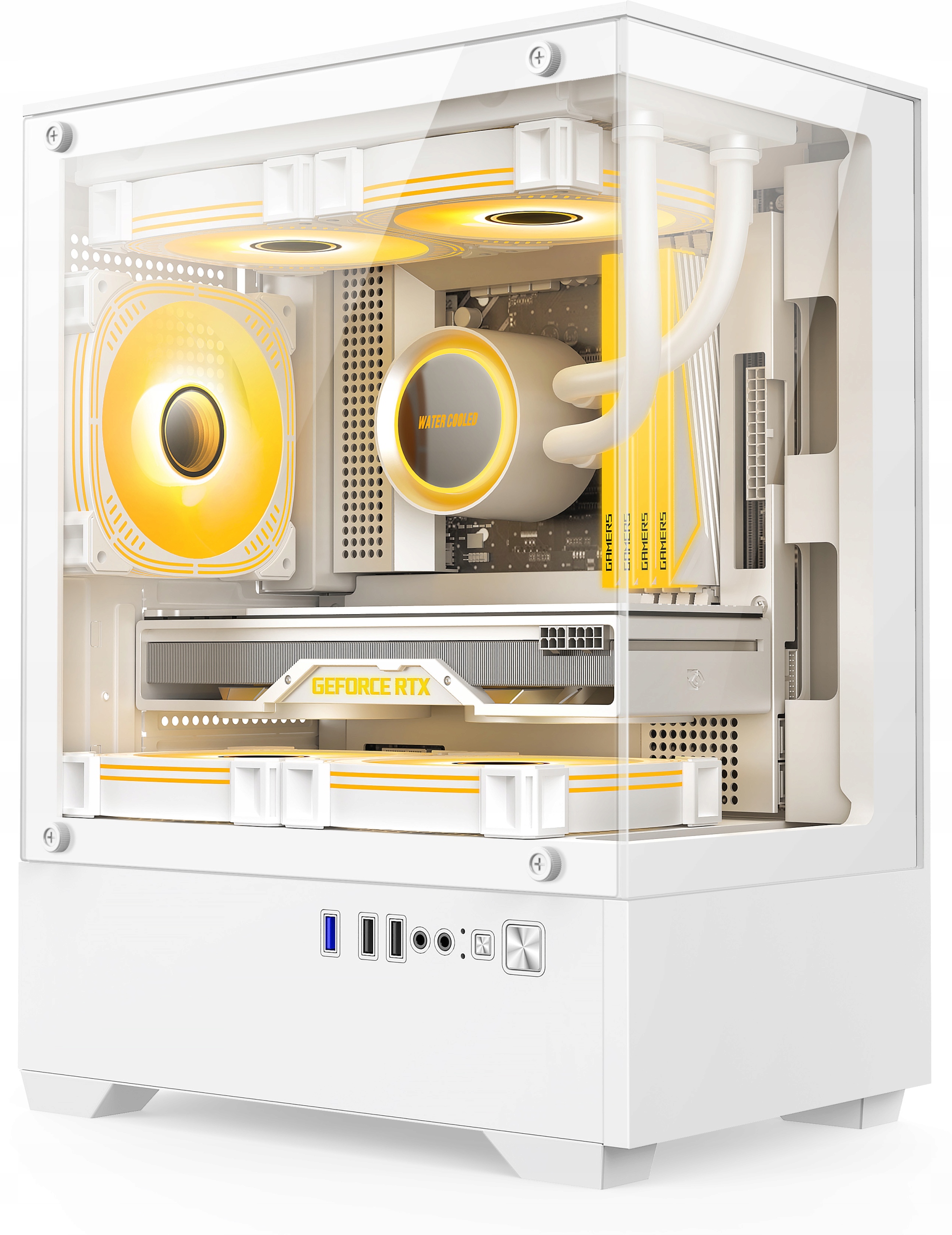 Biała Obudowa Do Komputera Akwarium Usb 3.0 2x Szkło +1x Wentylator Rgb