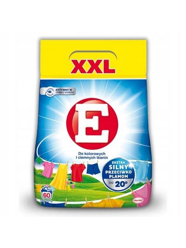 Levně 2X E prášek na praní barevných a tmavých tkanin Xxl 3,3 kg 60 praní