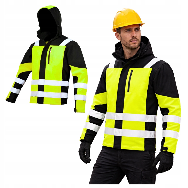 Pánská pracovní bunda Softshell Reflexní Voděodolná výstražná žlutá