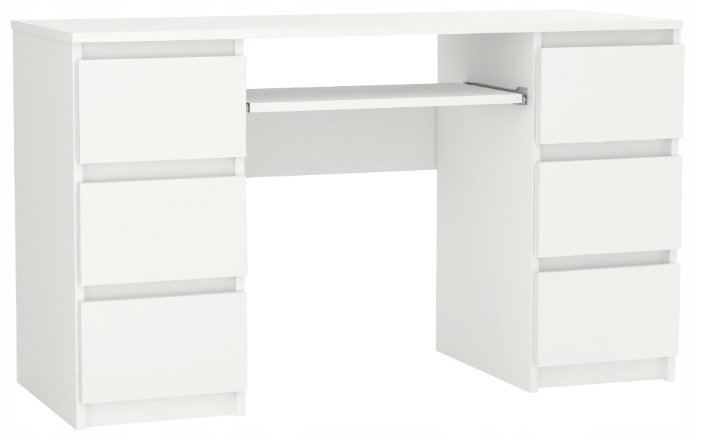 Biurko komputerowe Pari 6 szuflad 130 cm - BIAŁE Materiał korpusu płyta laminowana