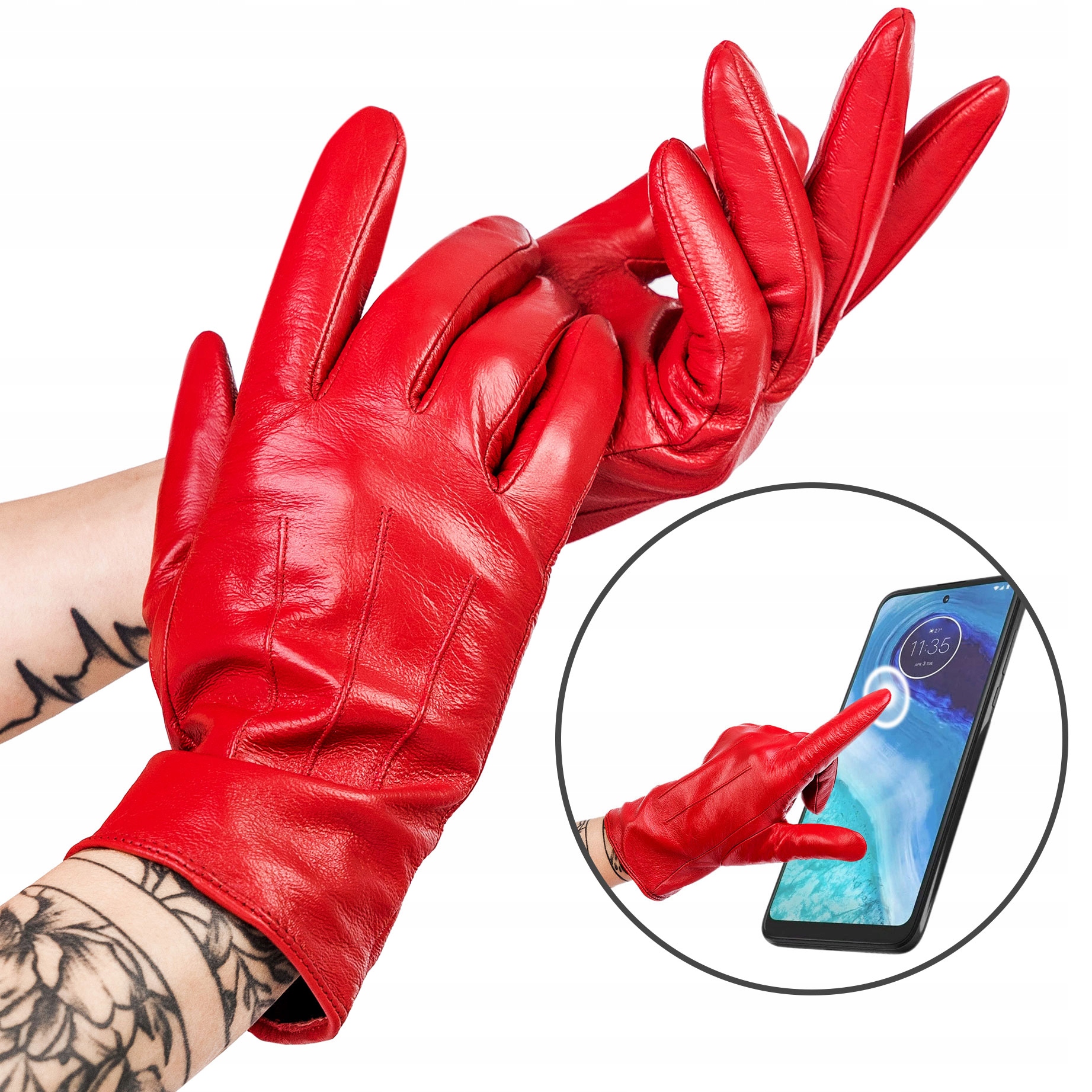 

Rovicky rękawiczki damskie touch screen skórzane