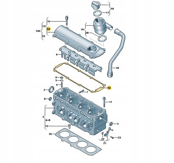 Nowa oryginalna uszczelka pokrywy zaworów VW