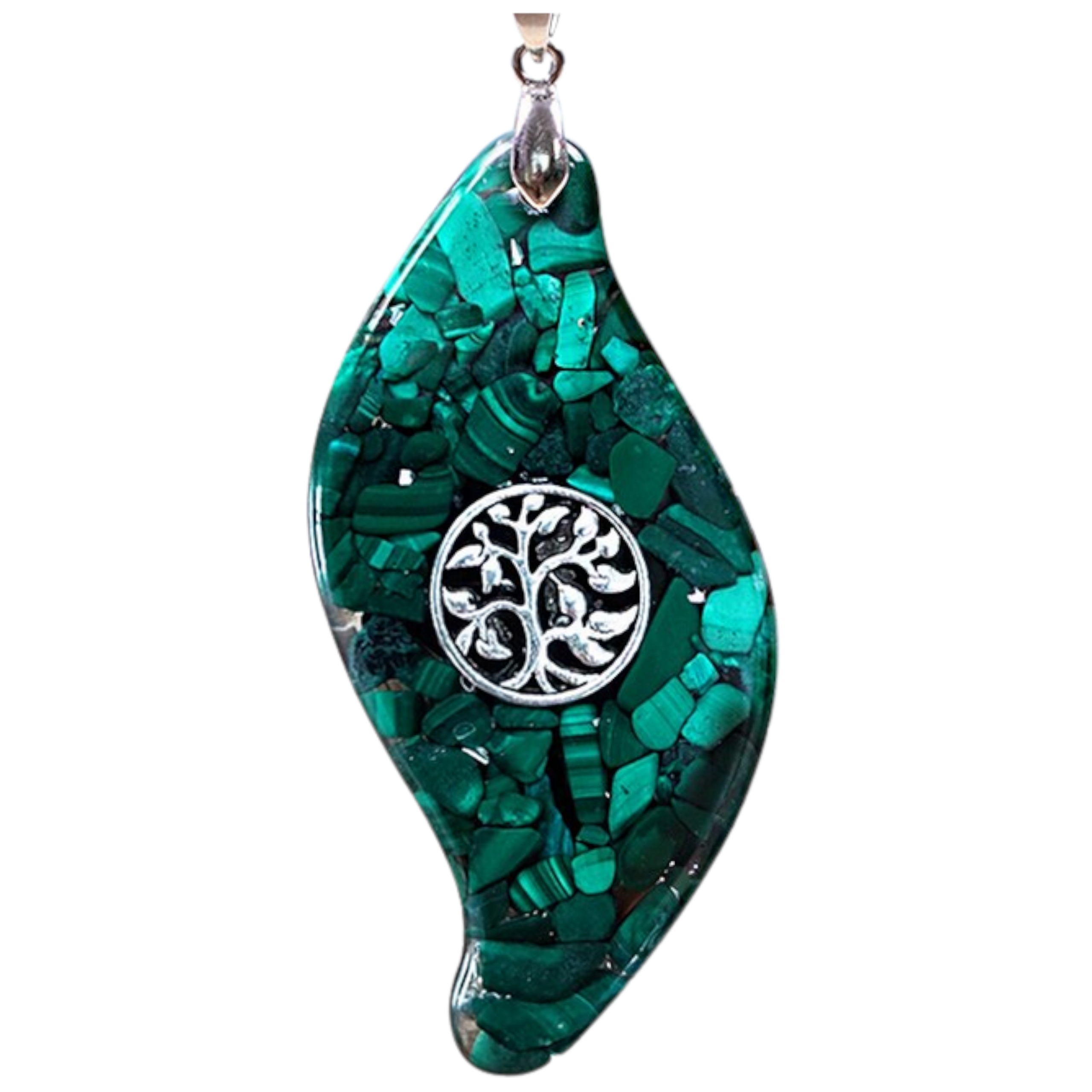 Naszyjnik Orgonit Malachit Obsydian Wisior Energia Zdrowie Czakry Feng Shui