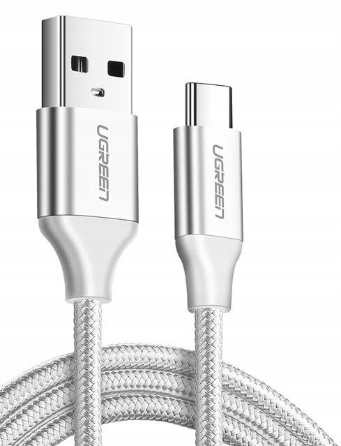 

Niklowany kabel Usb-c QC3.0 Ugreen 0,25m biały