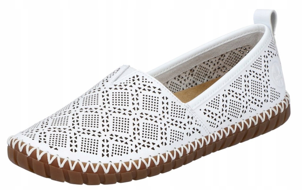 Rieker M2851-80 vel.38 bílé kožené mokasíny baleríny polobotky