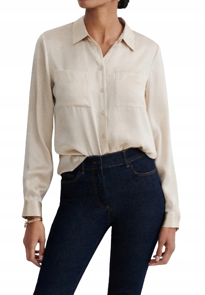 Carollová Klasická Halenka Z Hedvábí Béžová S Kapsami 42 J7I