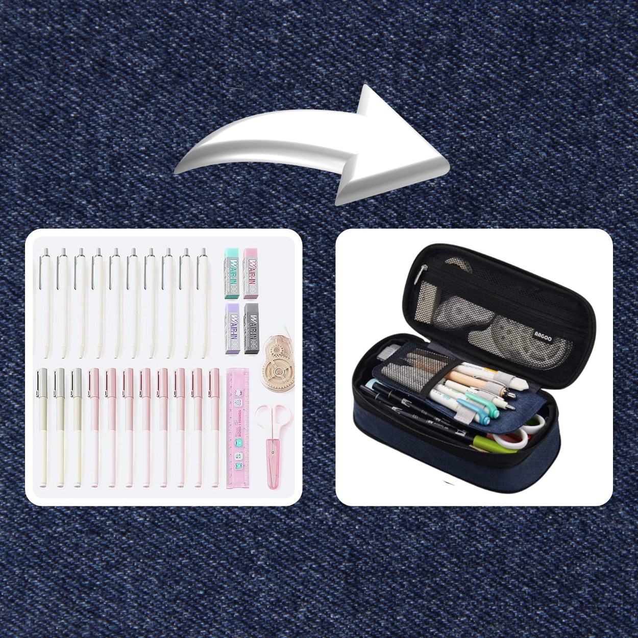 PIÓRNIK SZKOLNY DO SZKOŁY GRANATOWY DO PLECAKA TORNISTER 3W1 22cm ORGANIZER Bohater brak