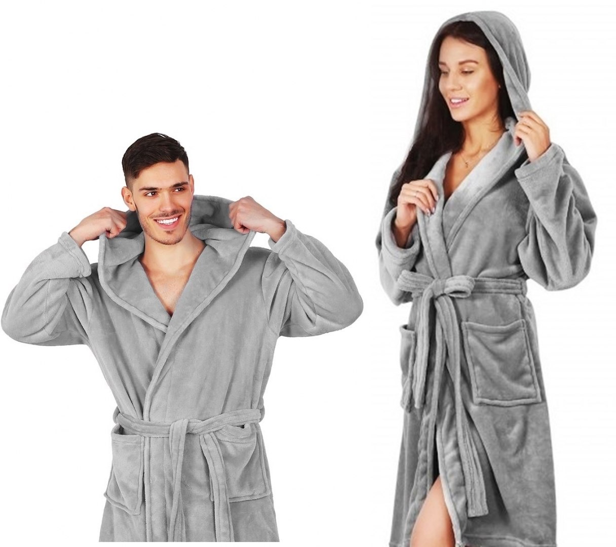 

DecoKing Szlafrok Z Kapturem Mikrofibra Szary/xl