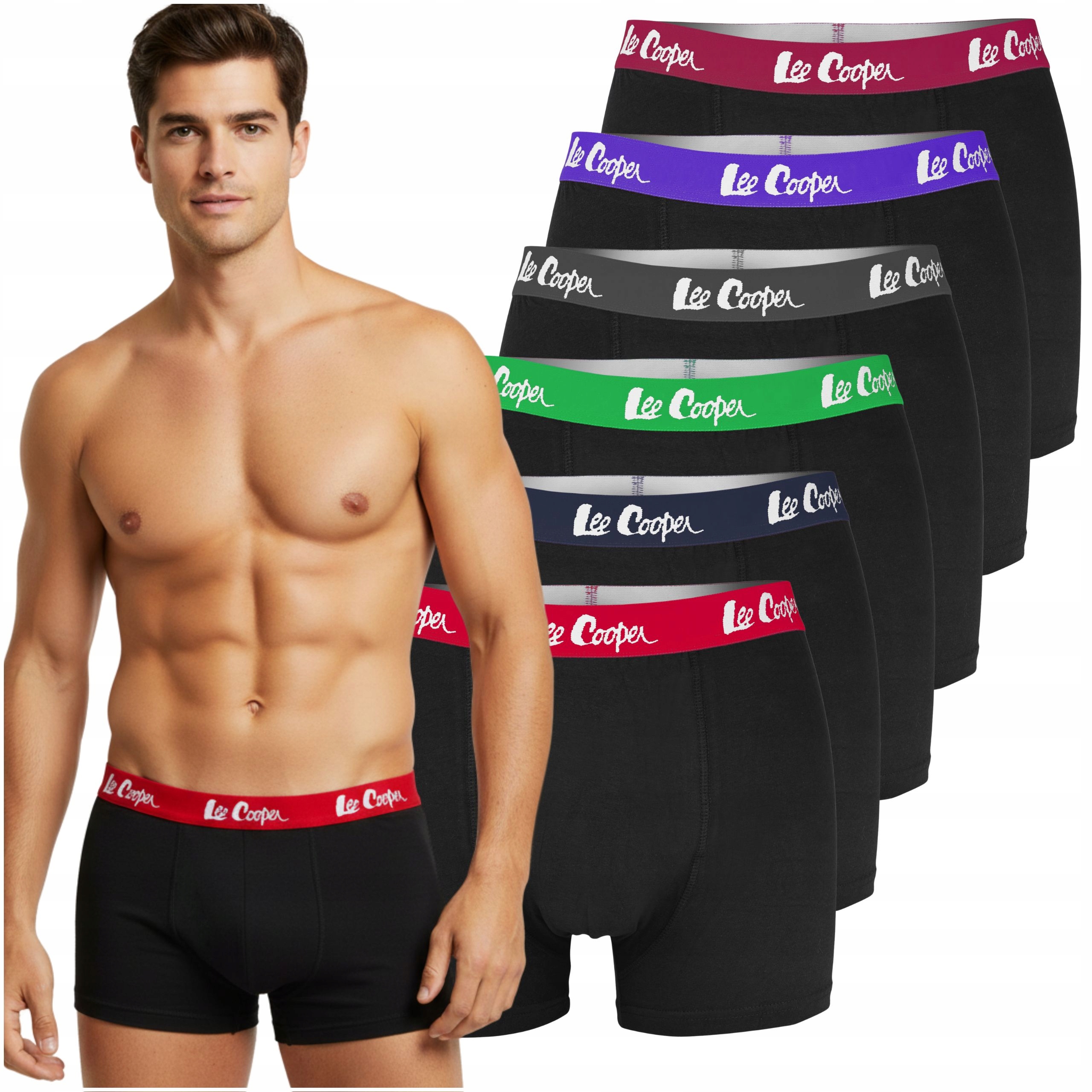 Lee Cooper Bokserki Męskie Bawełna Logo Kolor 6 sztuk Rozmiar XL