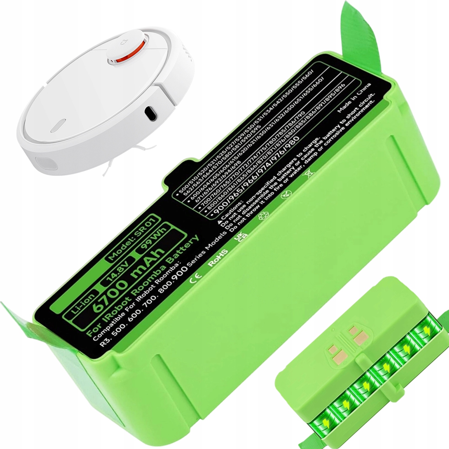 Akumulátor Pro Odsávací Robot 14.8V 6700MAH Zelený Pro Roomba Řady 900