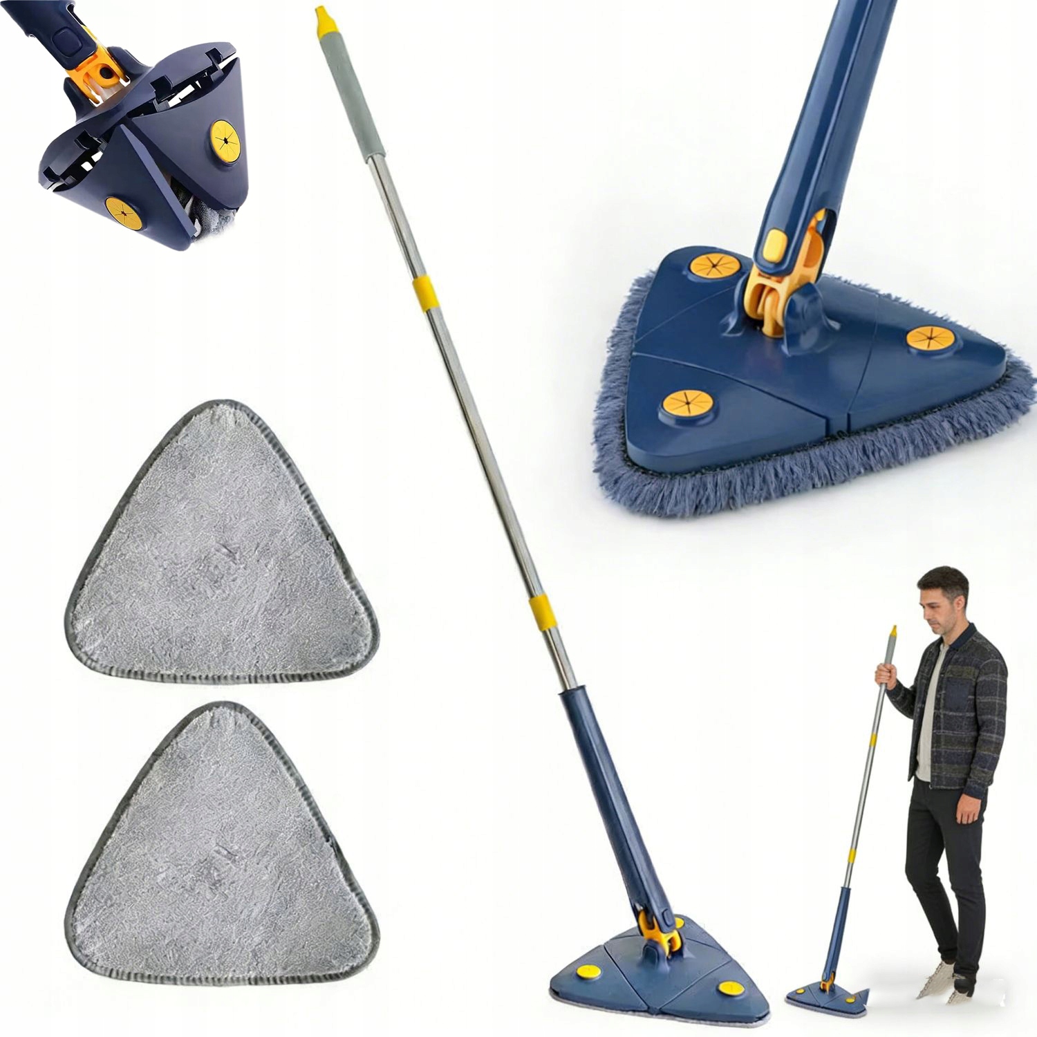 Rotační mop 360 Triangular Spin s teleskopickým ždímáním 2 utěrky 5S sušení