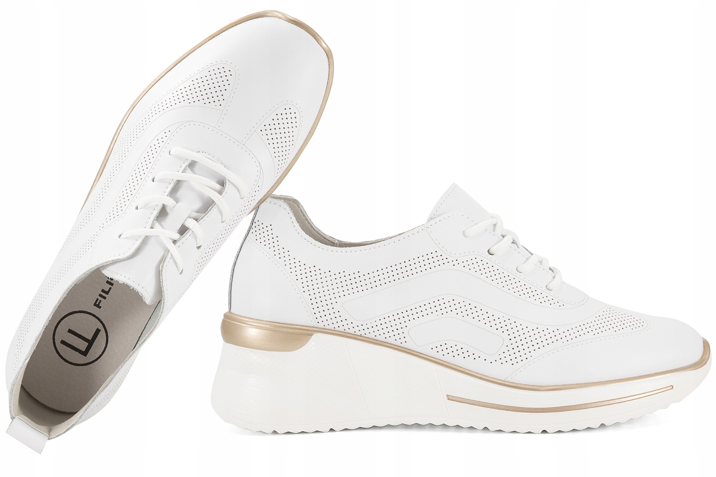 Filippo DP6720 Dámské Polobotky Tenisky Koturn Platforma Kožené 41 Bílá