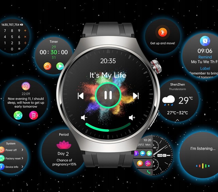 SMARTWATCH ZEGAREK MĘSKI POMIAR CUKRU EKG HRV ROZMOWY 3 PASKI SZKŁO MENU PL Kompatybilność systemowa Android iOS Windows Phone