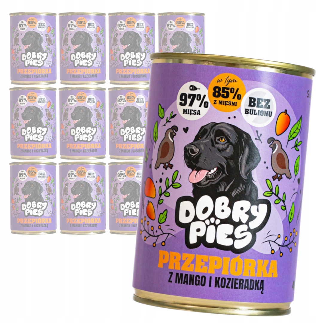 Levně Dobry Pies 12x400 g Vlhké Krmivo pro psy s křepelkou a křepelkou