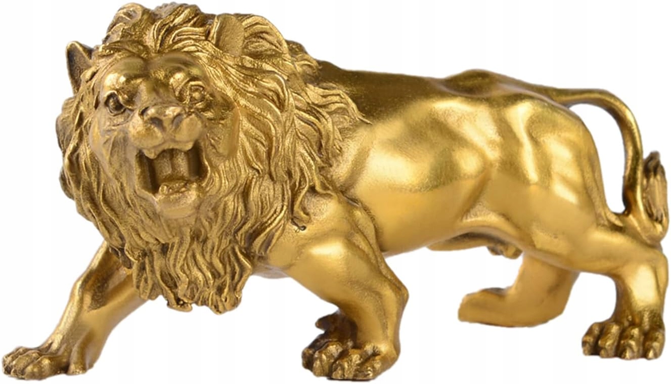 Mosazná figurka Stcree Fengshui Lev Ručně vyráběná Moderní zlatá