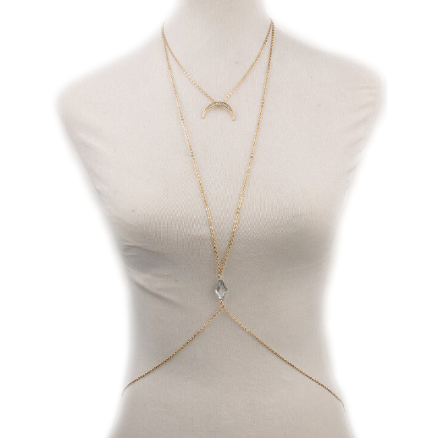 

Naszyjnik Ozdobny Złoty Choker Szelki Bra Księżyc