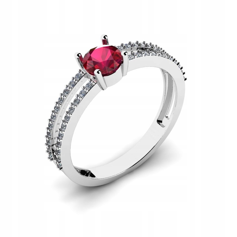 

Pierścionek Z Białego Złota Z Rubinem I Brylantami