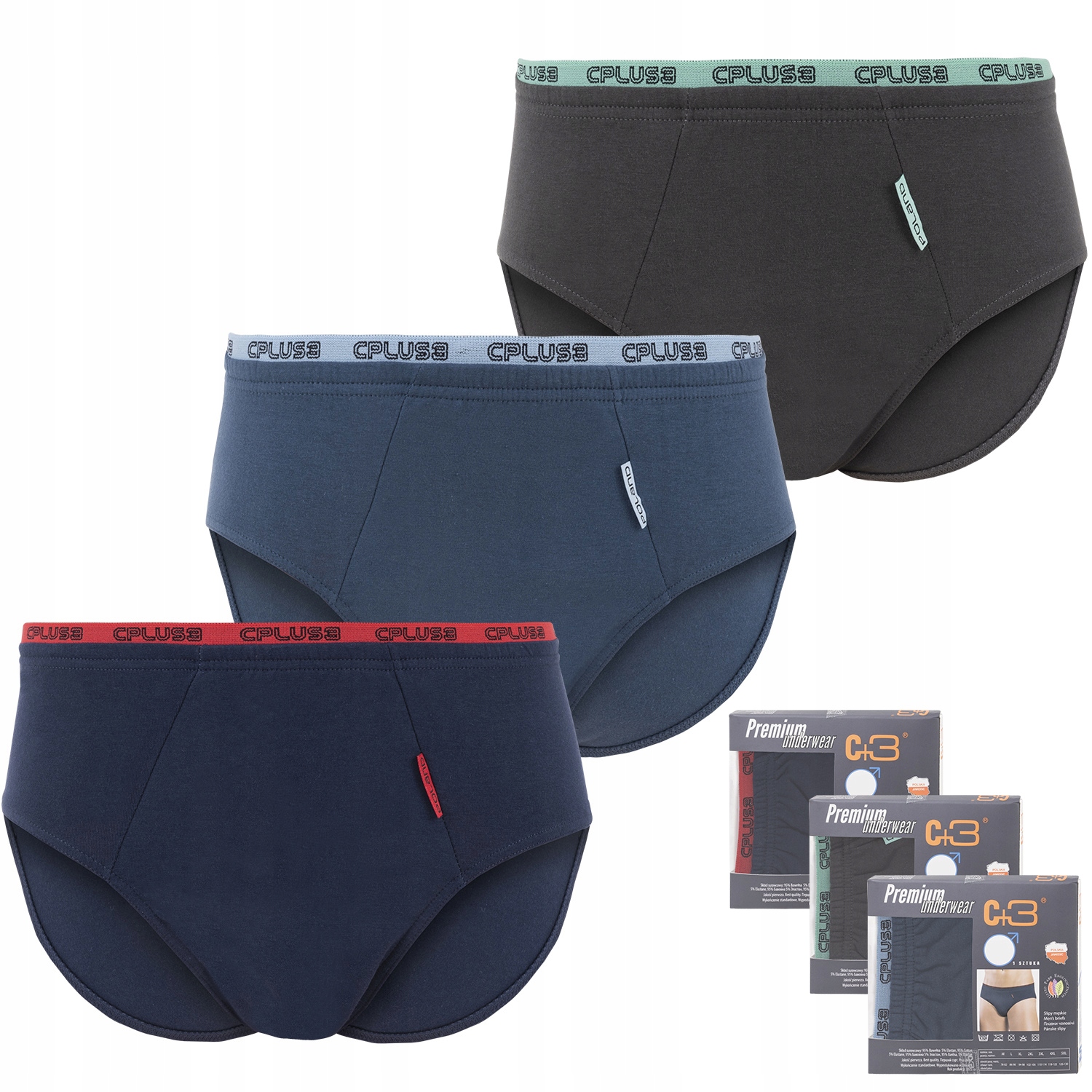 

3x Slipy Majtki Bawełniane C+3 Męskie Rozmiar L