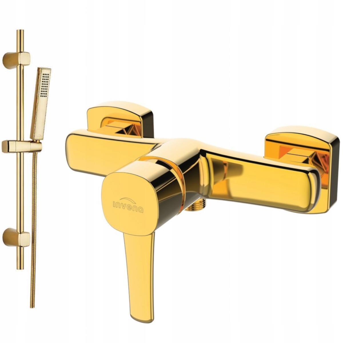 Invena Sprchová batéria Glamour gold s sprchovým setom na tyči