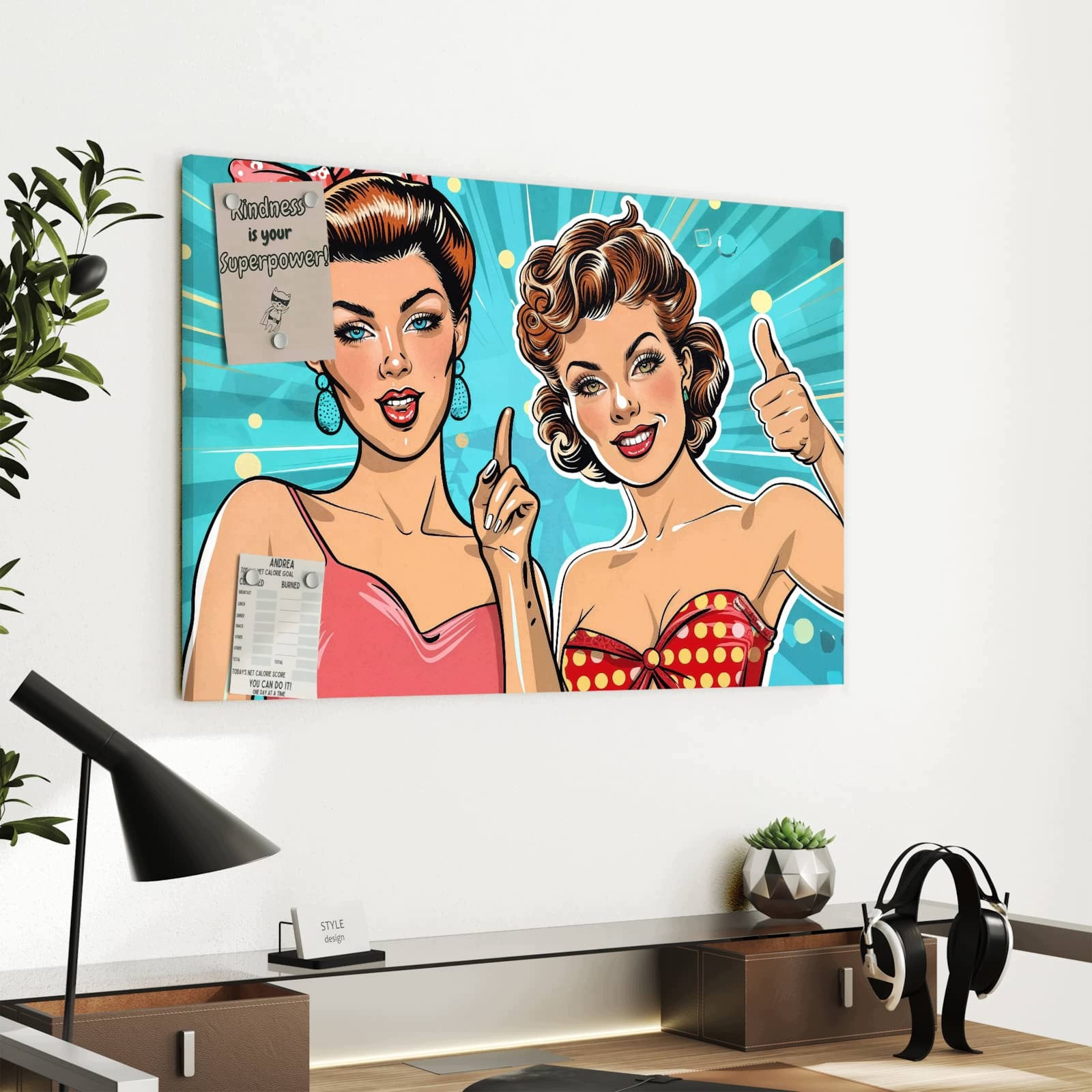 Magnetická tabule Retro Kobiety Ilustrace 60 × 40 cm