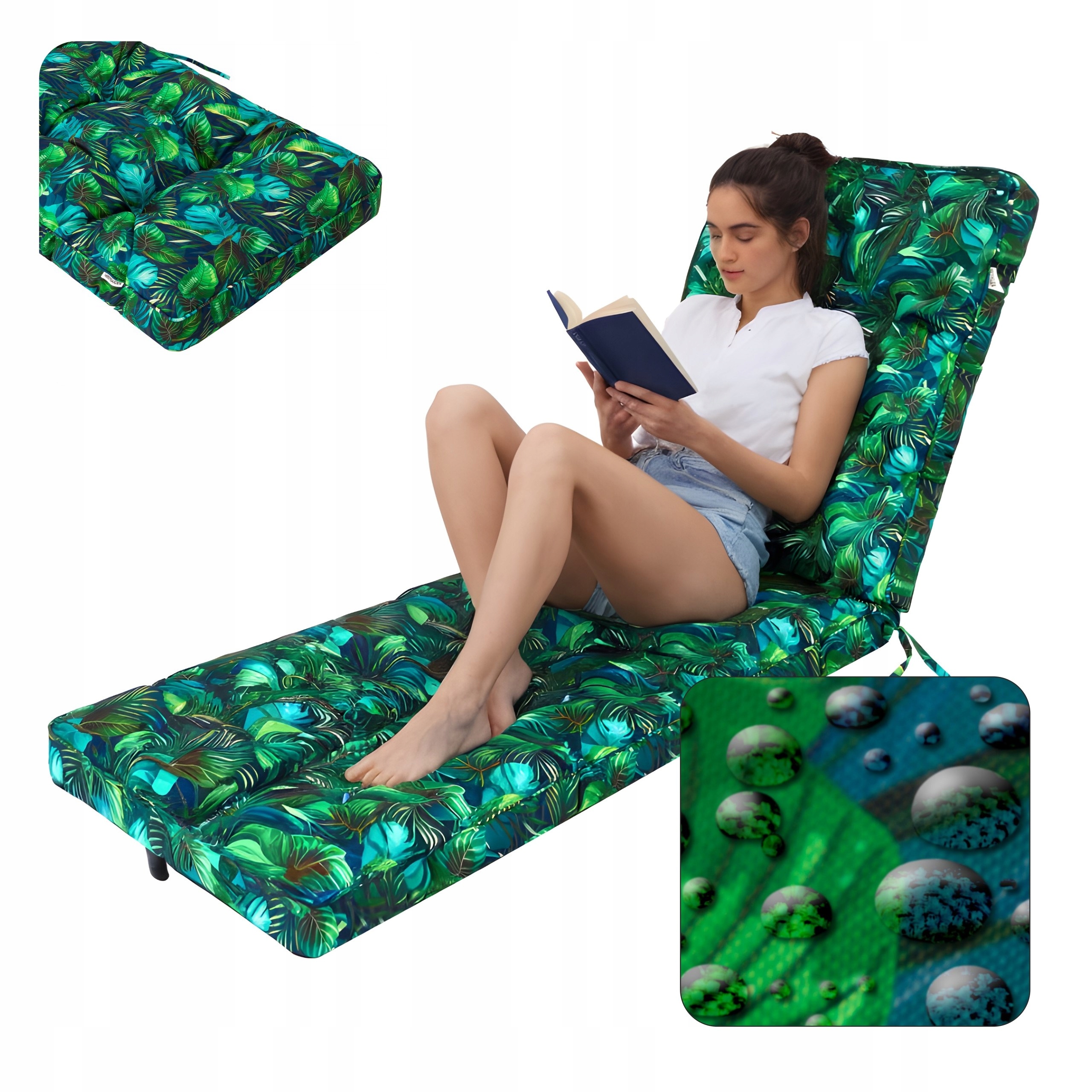 Záhradný vankúš na dlhé ležadlo, vodeodolný, proti Uv žiareniu, 201 x 55 cm