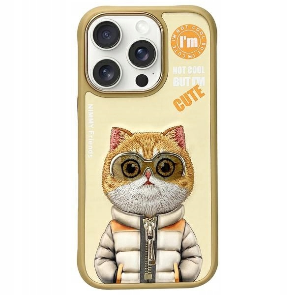Pouzdro Nimmy Pro Iphone 16 Pro Max Khaki Cool&cute Kočka 3D