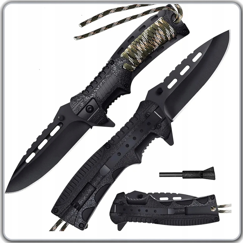 NÓŹ WOJSKOWY SCYZORYK TAKTYCZNY SKŁADANY GWIZDEK KRZESIWO +KARTA PRZEŻYCIA Marka inna marka