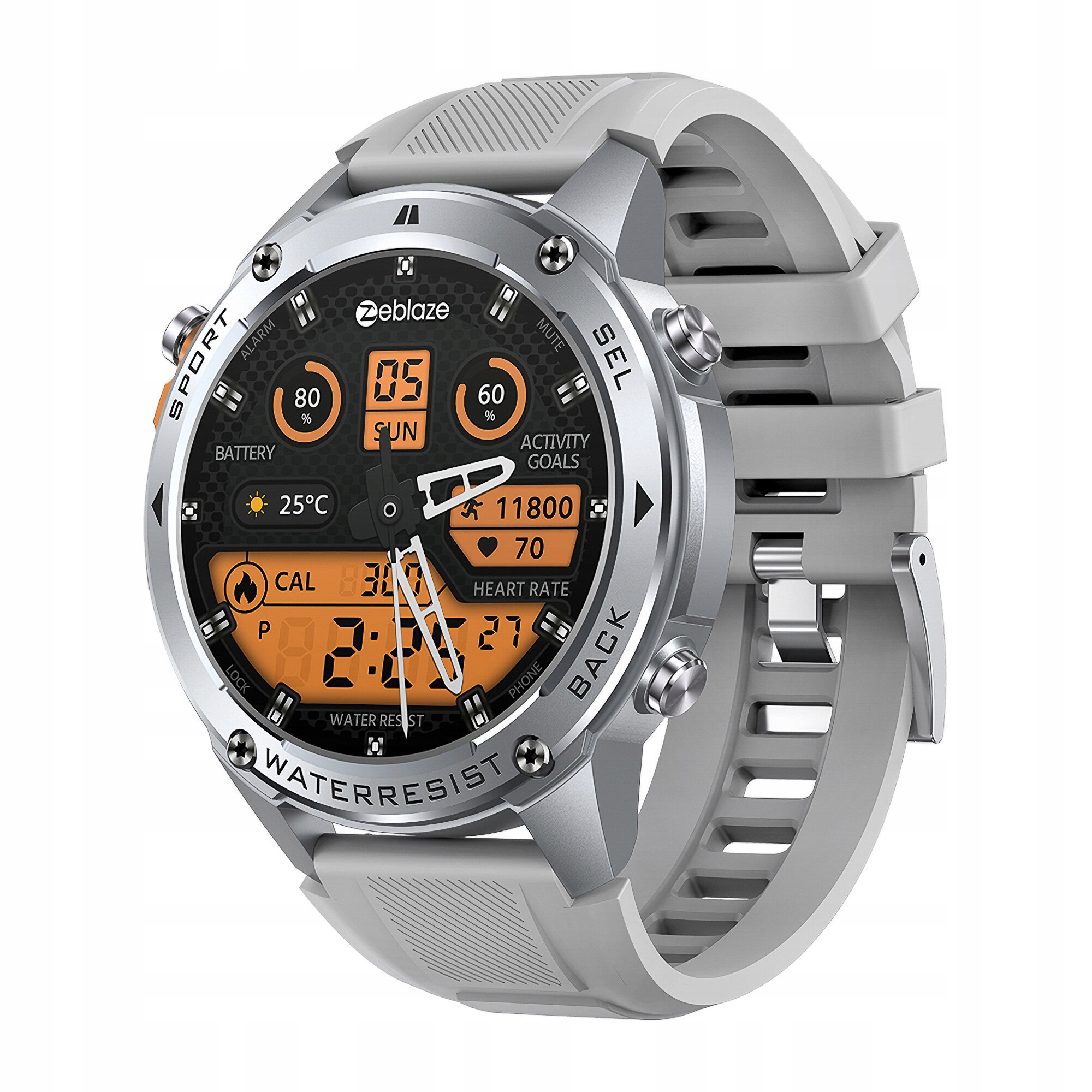 Zeblaze Smartwatch Stratos 2 Ultra Srebrny Metal Gps Mil-std 10 Atm Amoled