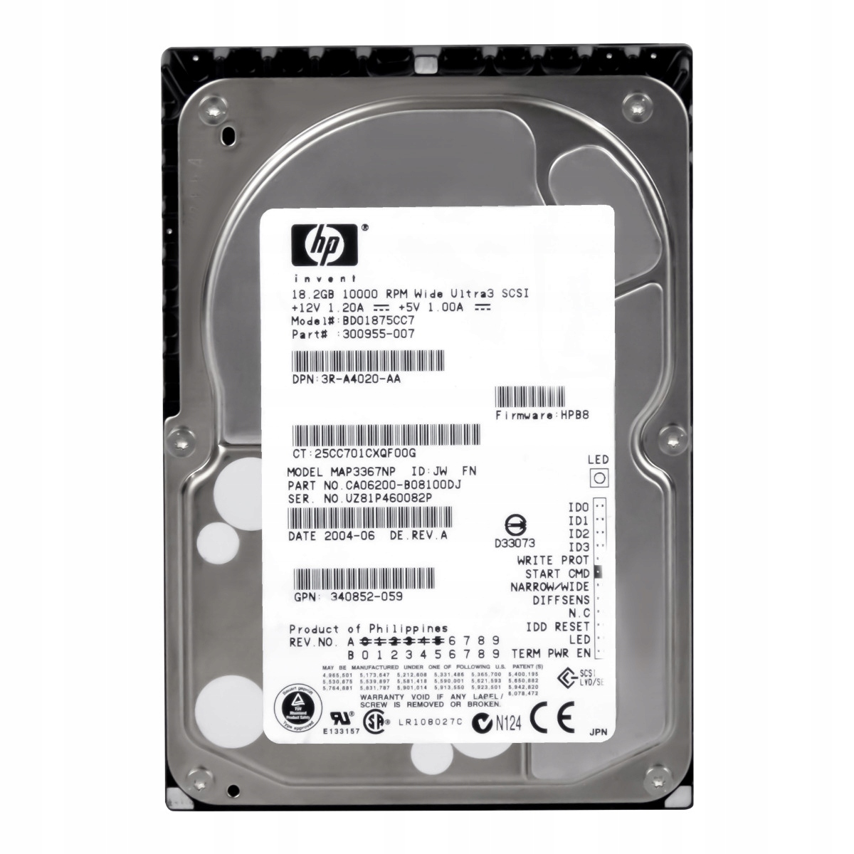 Hp 300955-007 18,2 Gb 7,2K Scsi 3,5'' BD01875CC7