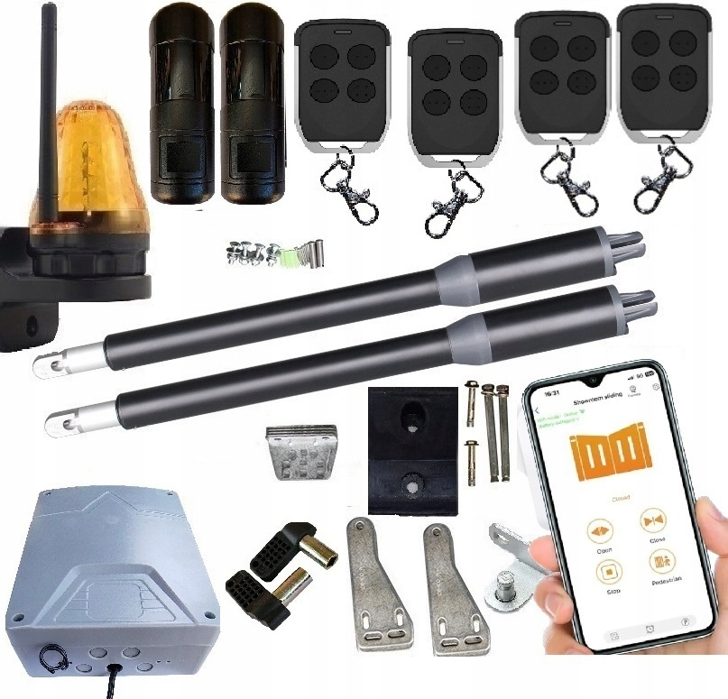 Automat Napęd Bramy Dwuskrzydłowej Home PowerMax 4 Piloty Lampa Foto WiFi
