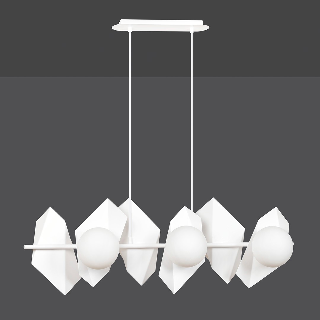 Emibig Lustr Drifton 6xE14 Bílý, 100 cm, Kov/Sklo, Moderní