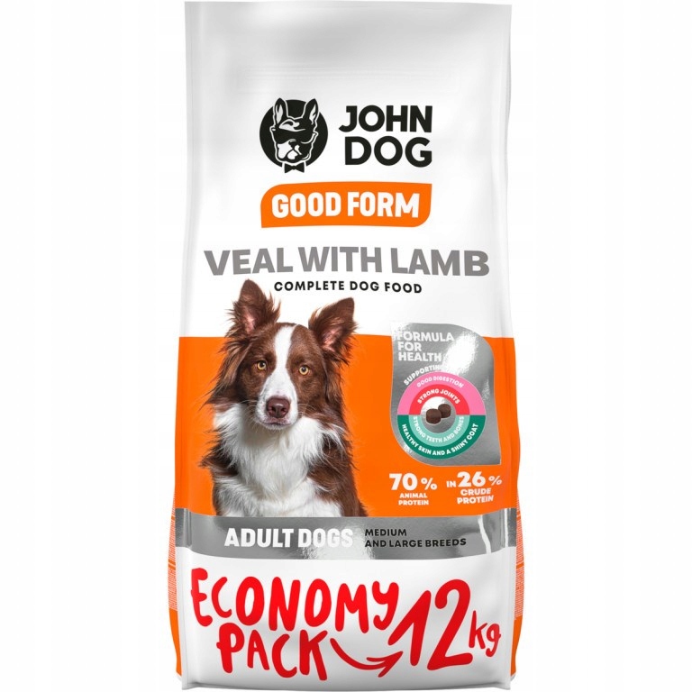 Karma sucha dla psa John Dog Good Adult cielęcina z jagnięciną 12kg