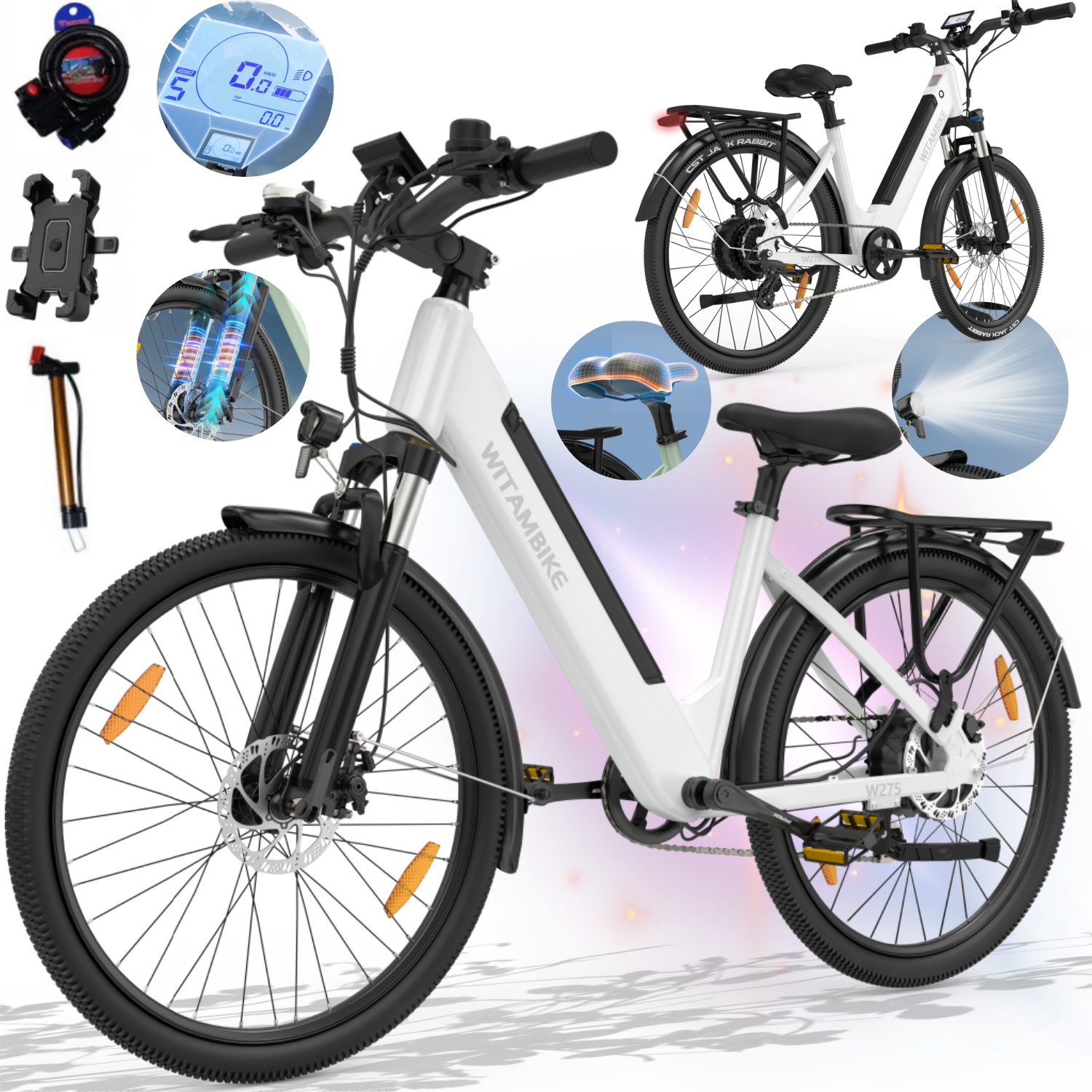 Rower elektryczny W275 Miejski dla dorosłych 250W 25KM/H 36V 13AH 100km Pl