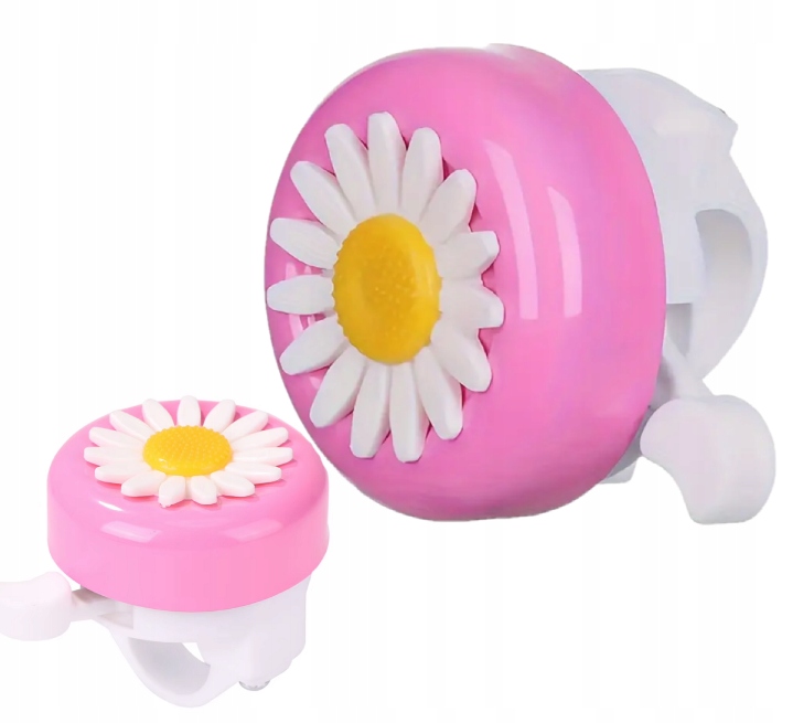 DZWONEK ROWEROWY DLA DZIECI KWIATEK RÓŻOWY GŁOŚNY DZIECIĘCY STALOWY 55MM