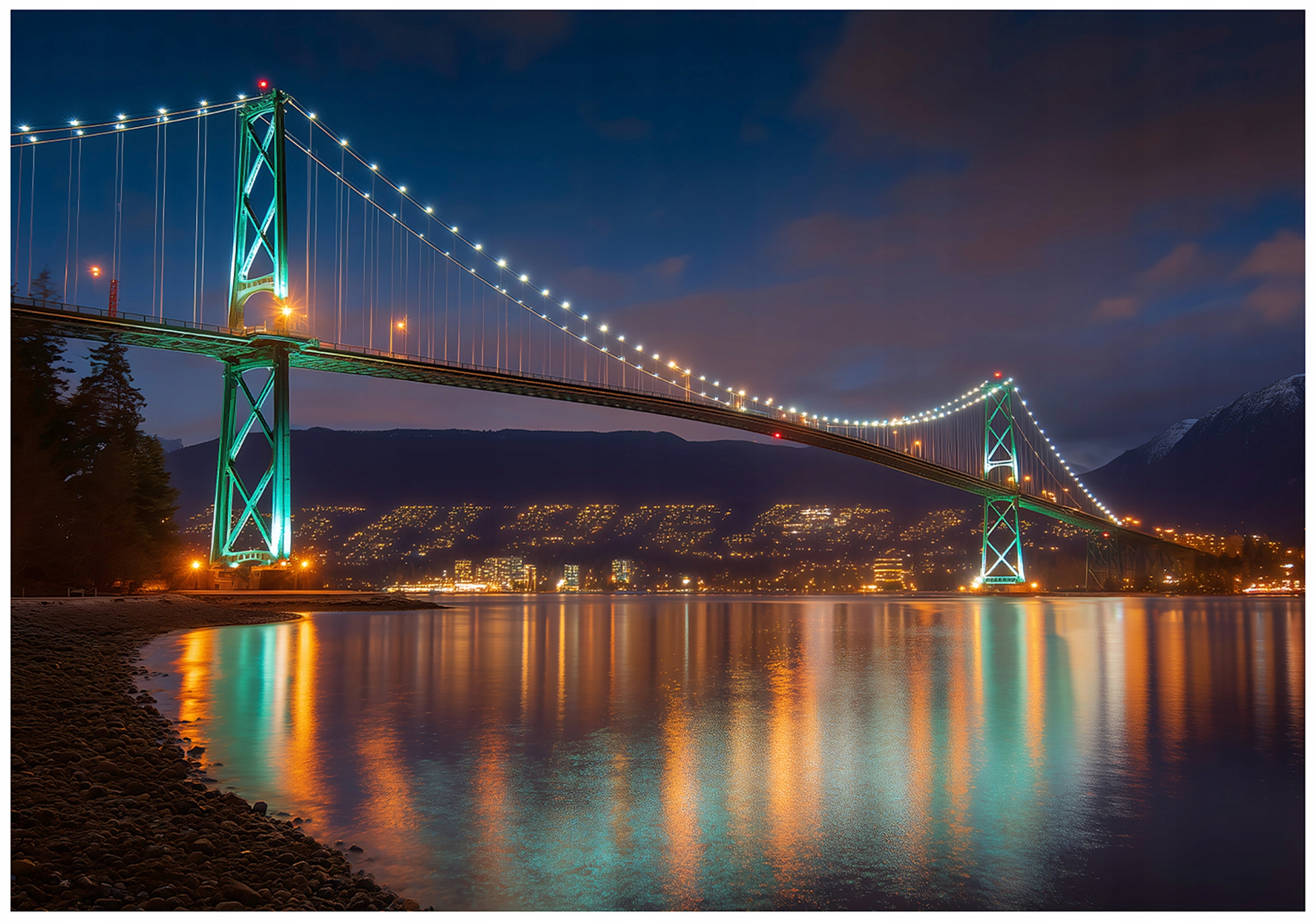 Fototapeta Most V Noci Město 3D Tapeta Do Předsíně Obývacího Pokoje Kanceláře 400x280