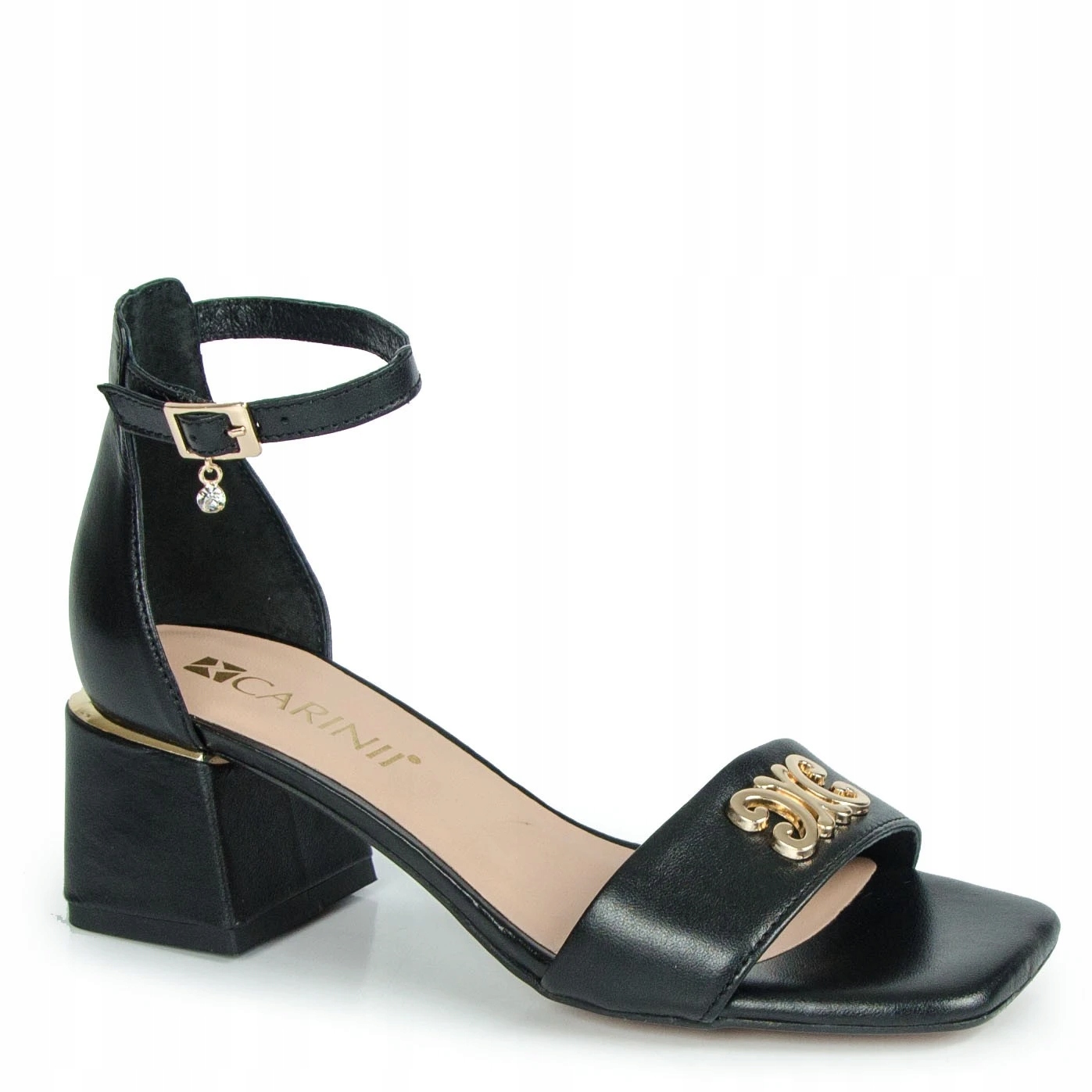 Carinii B8917 Sandály Sloupek Kůže Lico Černé 36