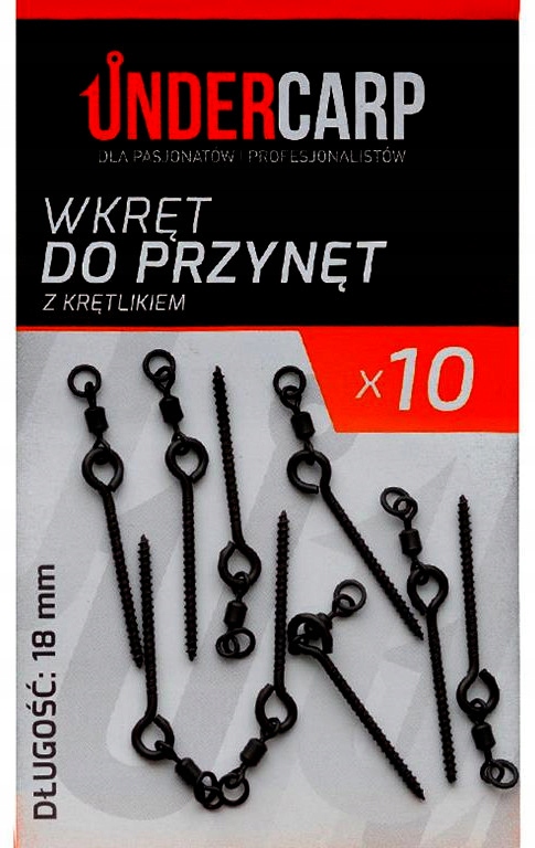 UnderCarp Wkręt do przynęt z krętlikiem 18mm 10szt.