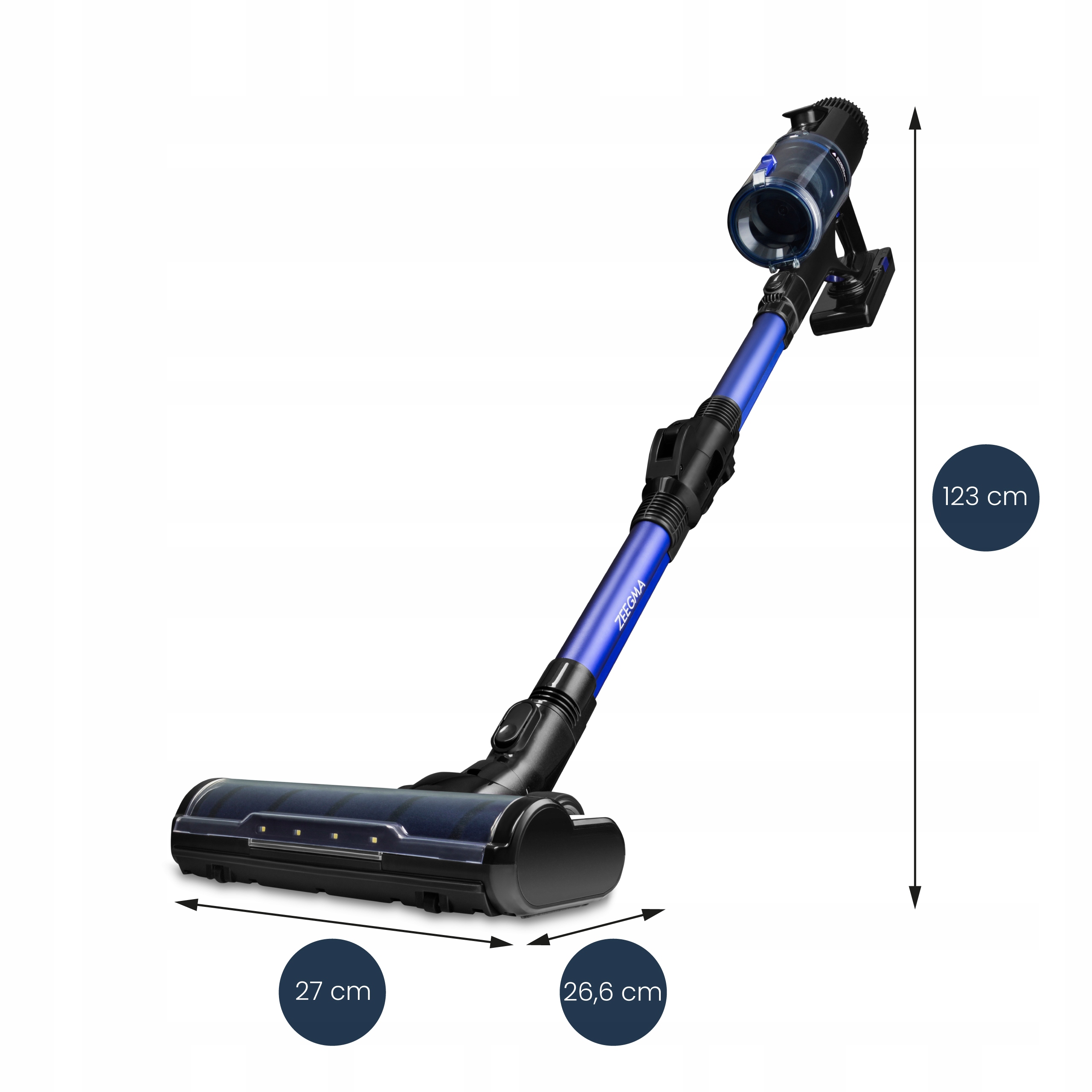 ODKURZACZ RĘCZNY PIONOWY RURA FLEX 400W 3w1 do 60 min MOCNA BATERIA Zeegma Kolor dominujący niebieski