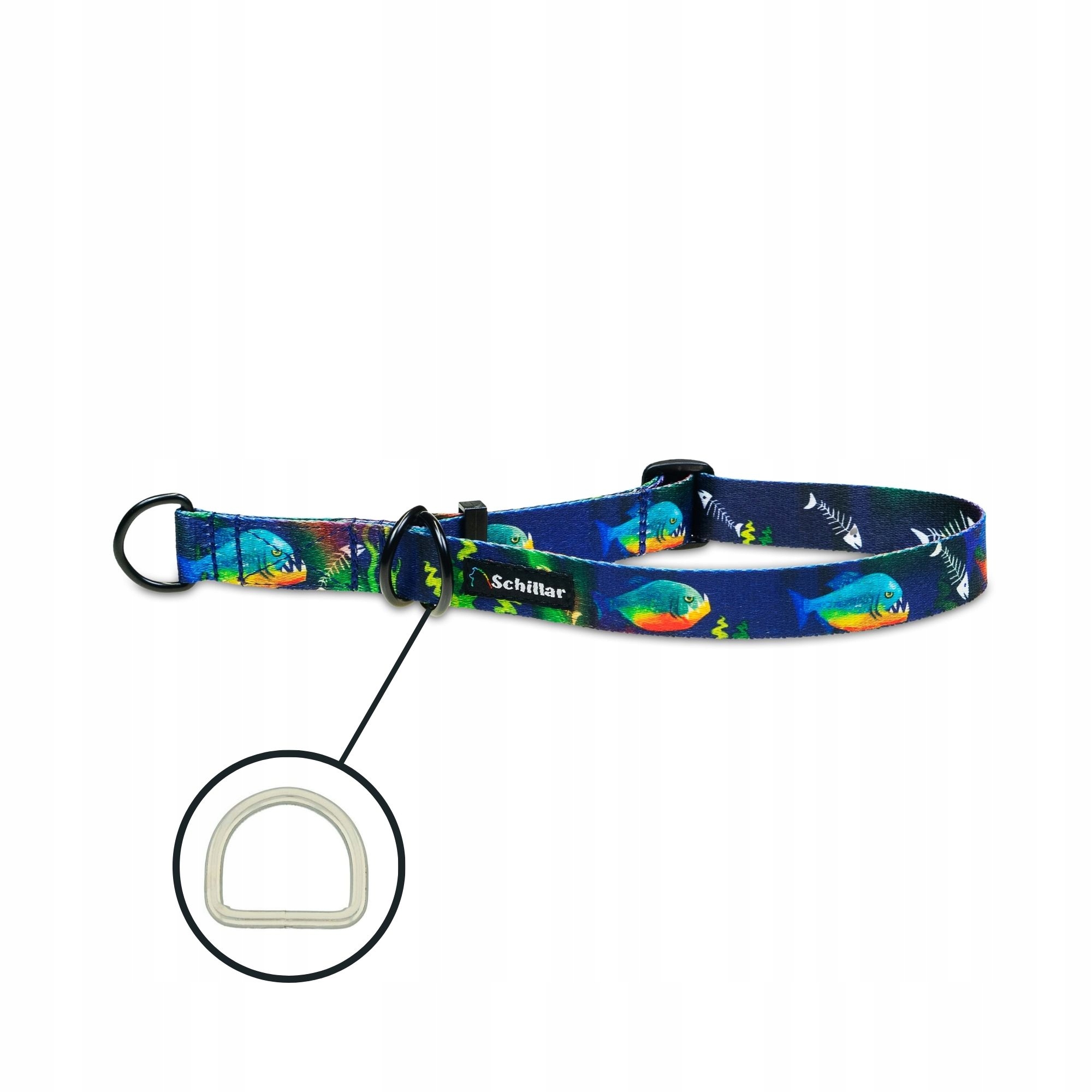 Levně Polostahovací obojek pro velkého psa barevný modrý piraňový L XL 40-60 cm