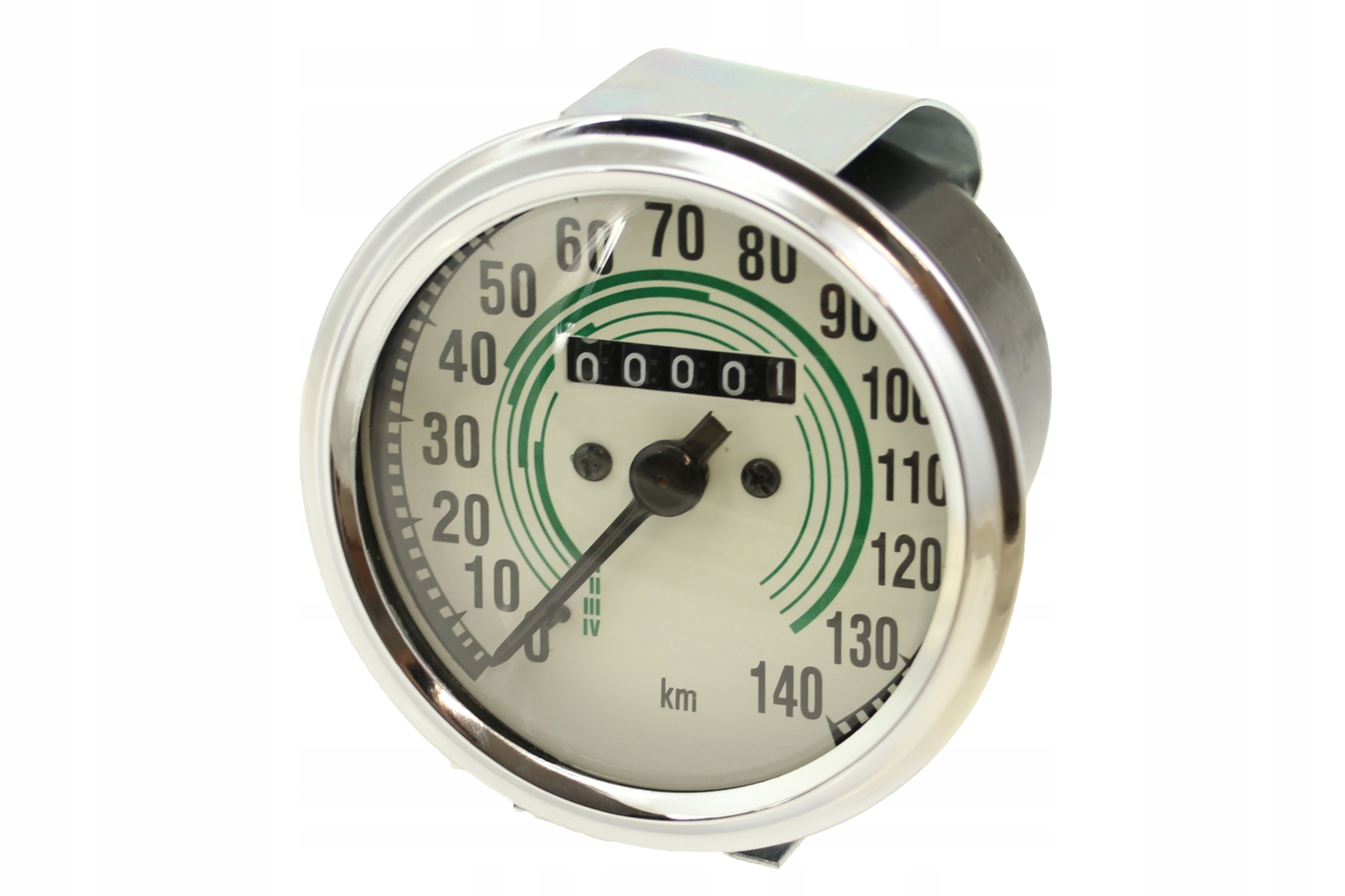 LICZNIK JAWA 250 350 OKRĄGŁY BIAŁO ZIELONY 140km/h