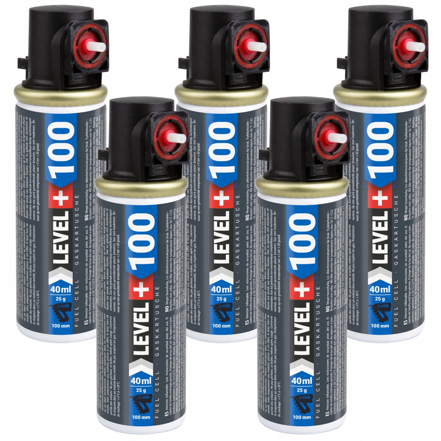 Plyn do plynových hřebíkovaček 100 mm 40 ml 25 g LEVEL+100 5 ks