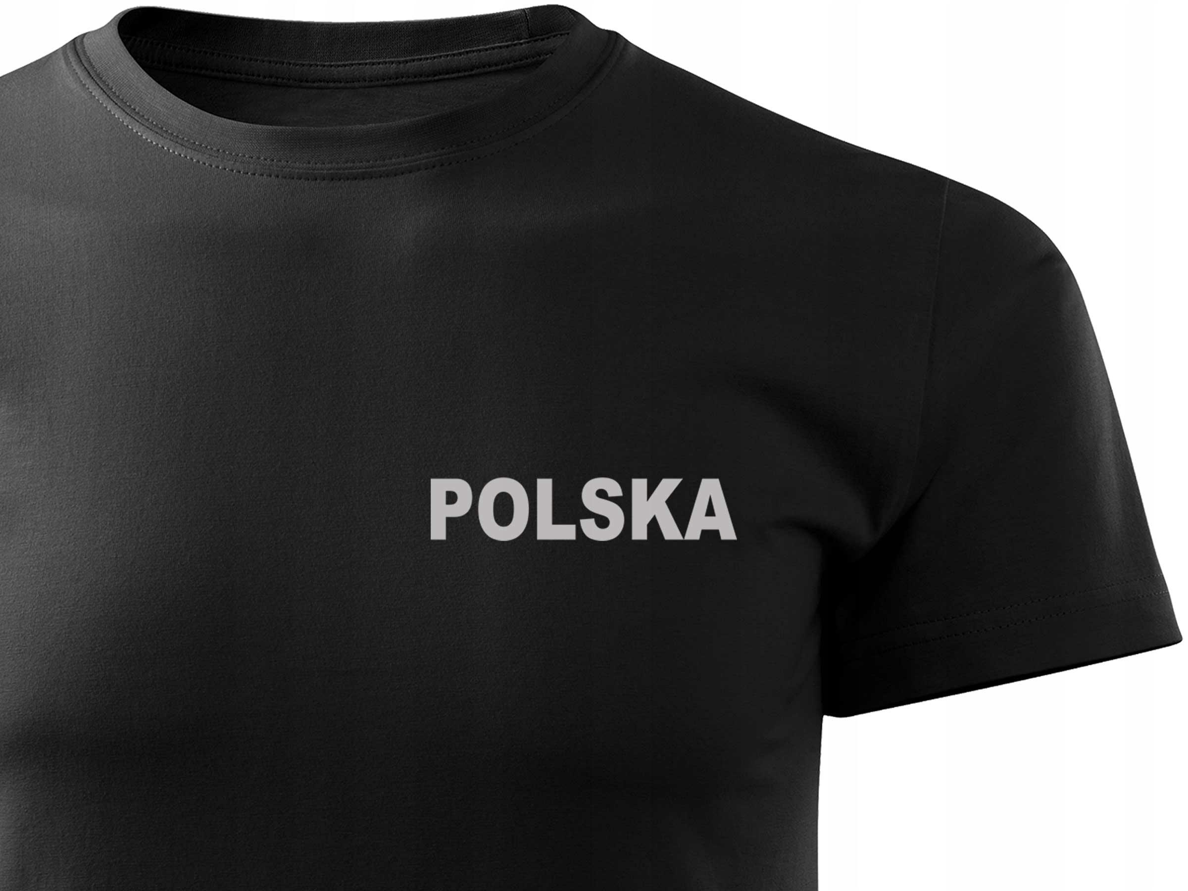 

Bawełniany T-shirt Czarny Odblask Nadruk Polska